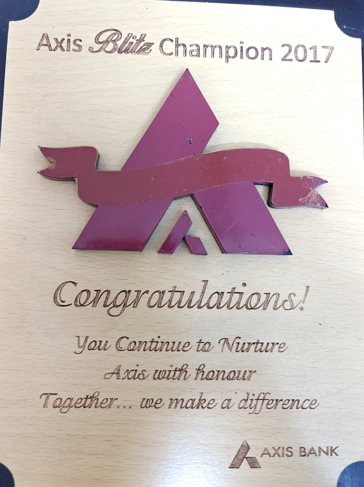 Axis Blitz Champion 2017 award, Axis Bank