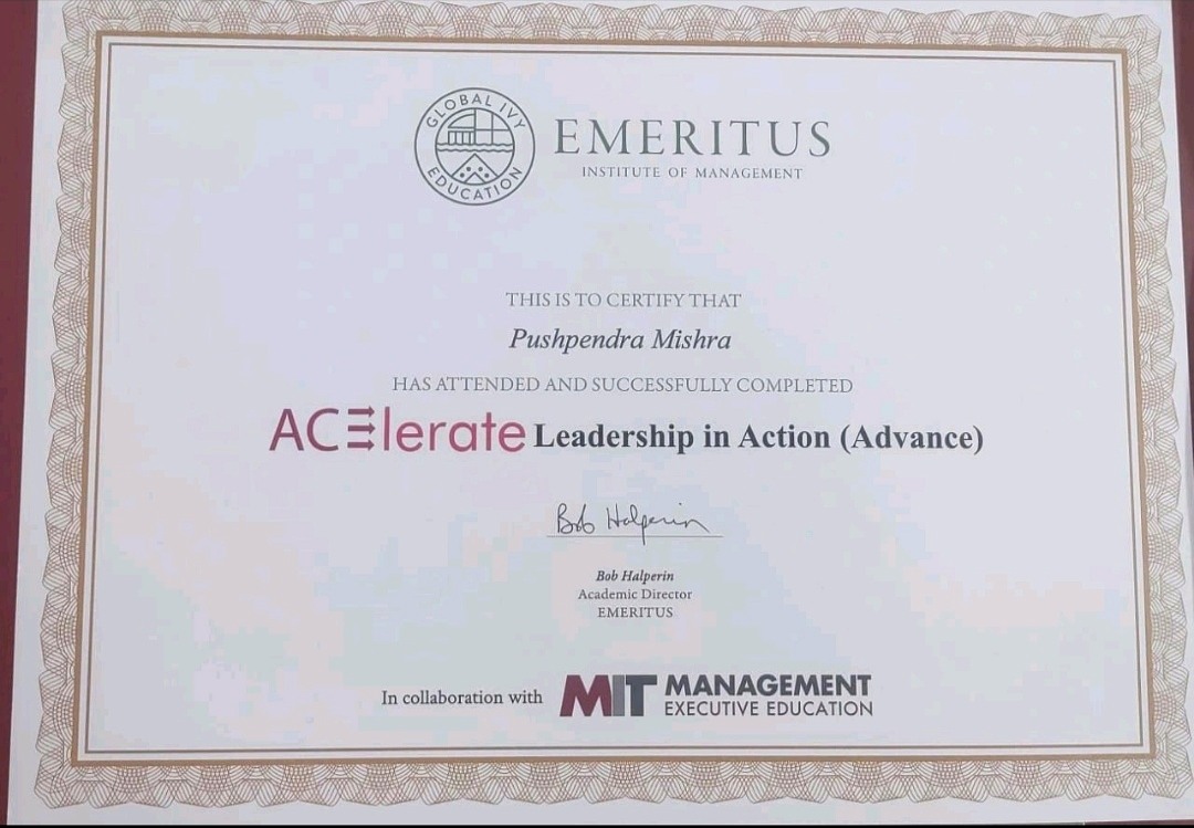 Accelerate: Leadership in Action (Advance) certificate, MIT Management Executive Education